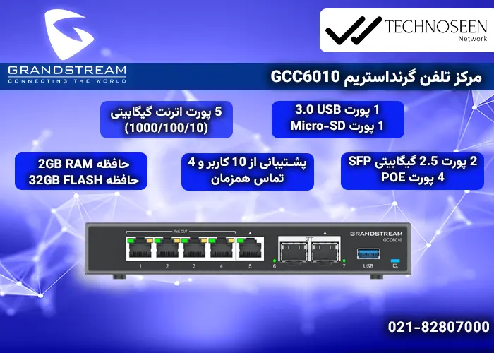 ویژگیهای کلیدی مرکز تلفن گرنداستریم GCC6010