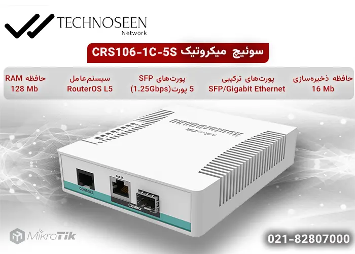 ویژگیهای کلیدی سوئیچ میکروتیک مدل CRS106-1C-5S