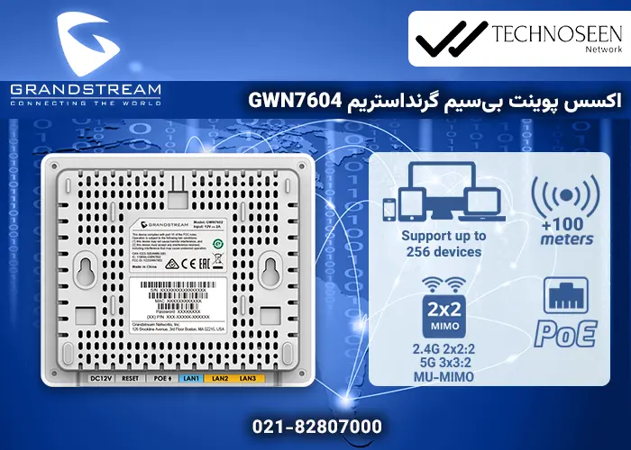 ویژگیهای کلیدی اکسس پوینت بیسیم گرنداستریم GWN7604